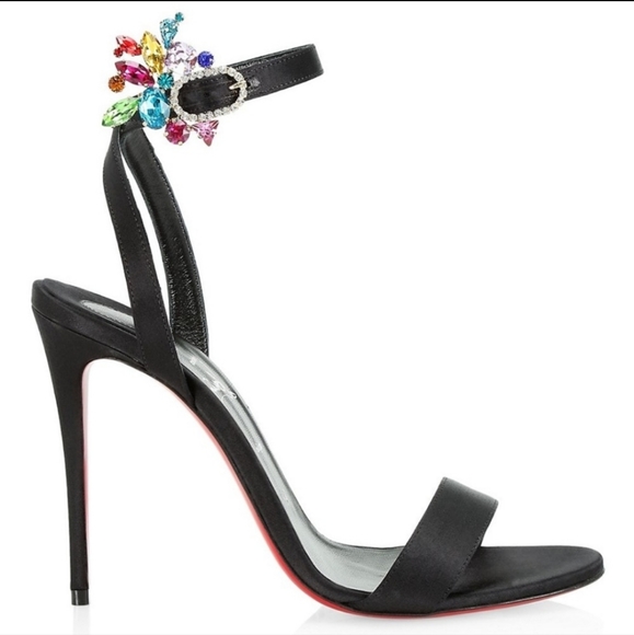 Christian Louboutin Shoes - Christian Louboutin Goldie Joli 100 Satin Crystal Embellished Sandals 35